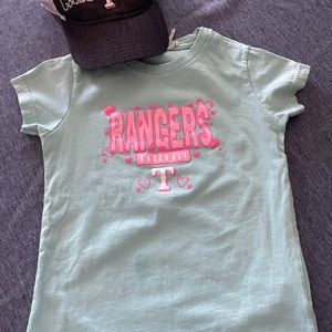 Texas Rangers Baseball Toddler Girls Shirt and Hat SZ 3-4T